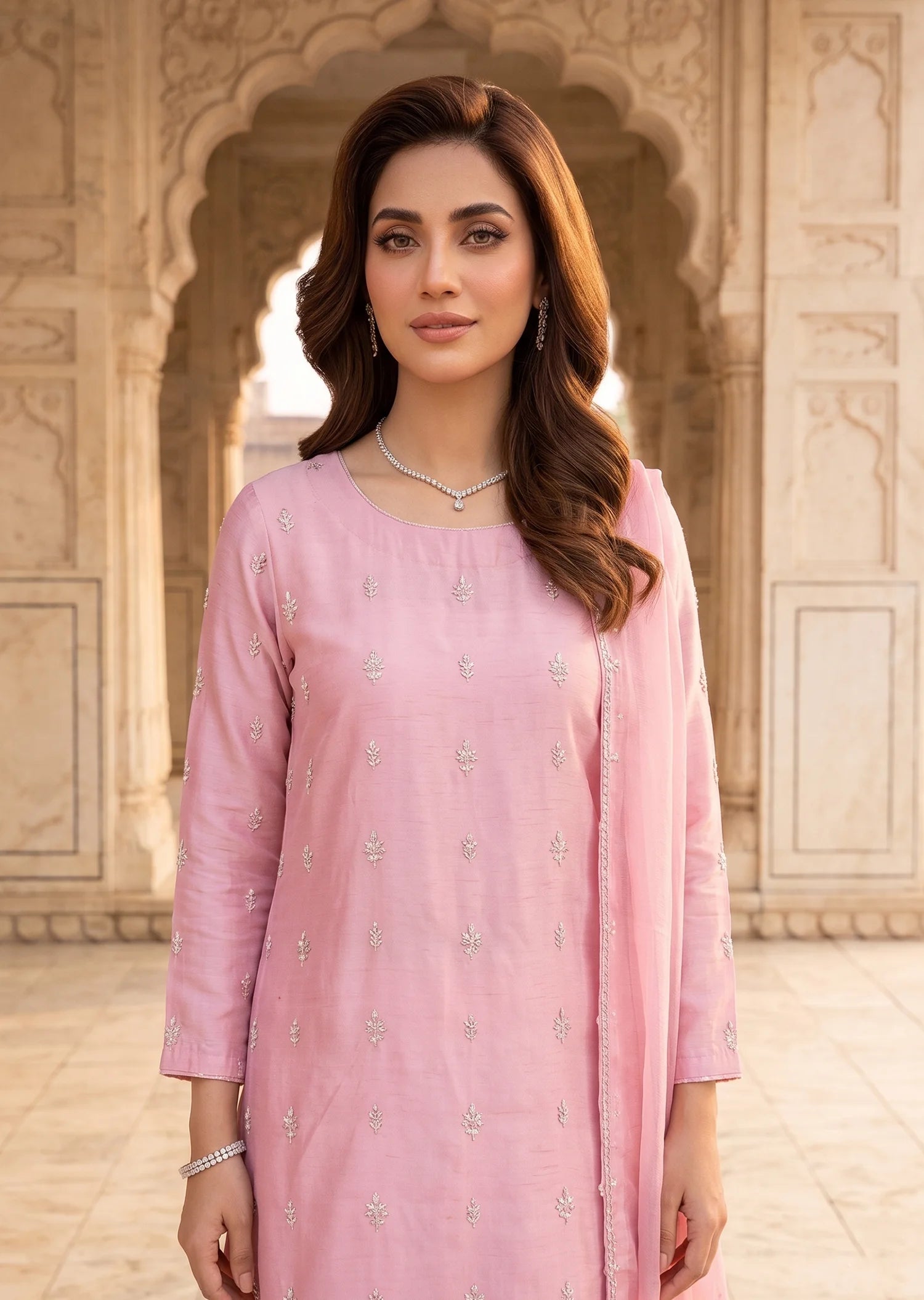 Ilham soft pink sheesha silk shirt
